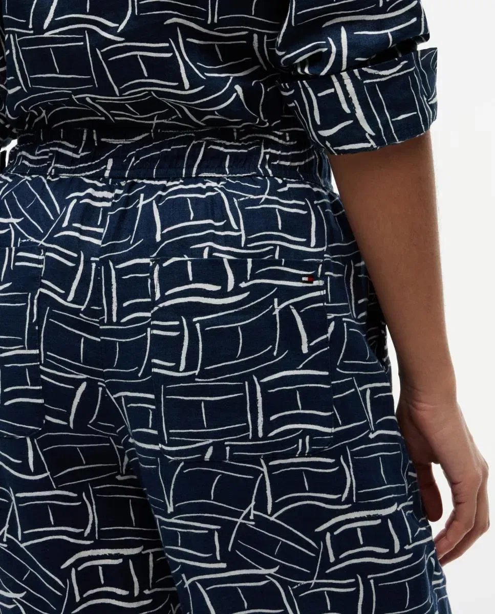 Женские широкие брюки из льна Tommy Hilfiger, Azul Marino — фото 4