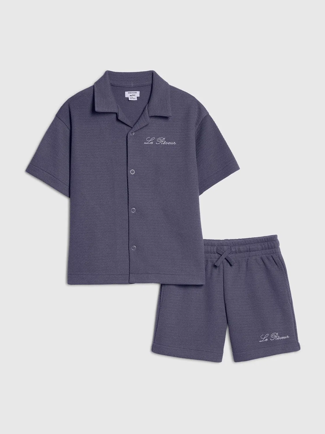 Комплект из рубашки и шорт, текстурированный River Island, синий