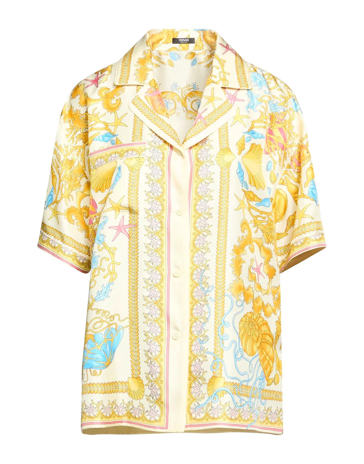 Женская рубашка из шелка с коротким рукавом Versace, желтый