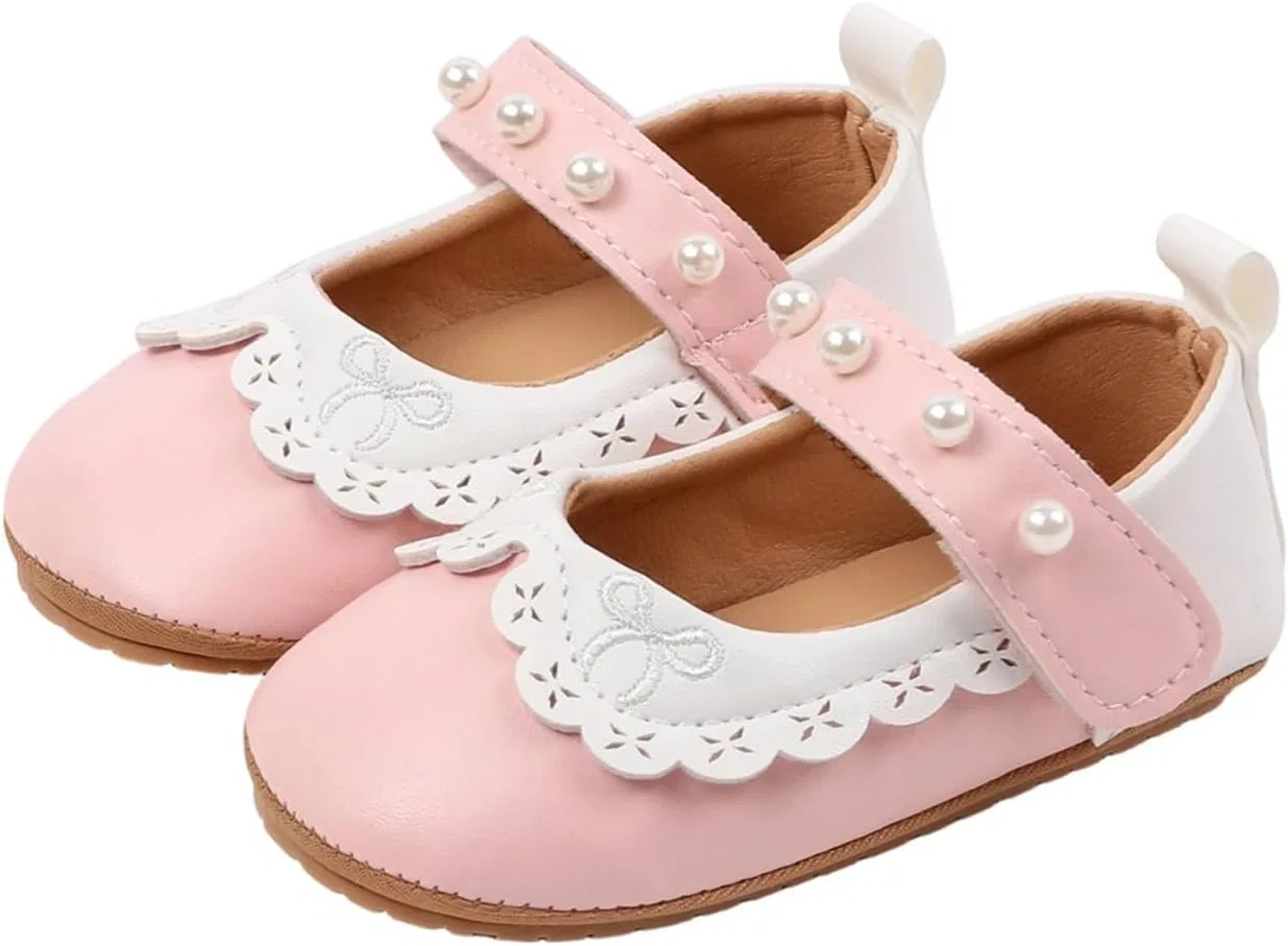 Детские туфли для девочек с вышивкой и бантом WaiHeikki, Pink