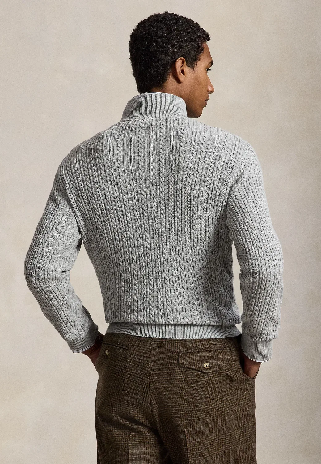 Хлопковый свитер с высоким воротником и косами Polo Ralph Lauren, Andover Heather — фото 3