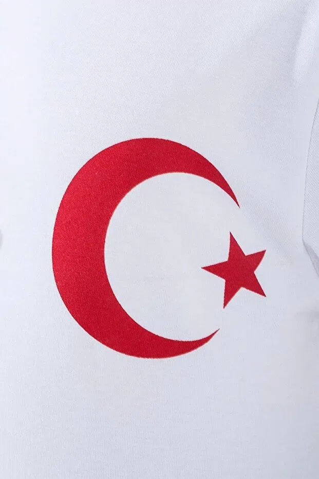 Детская футболка для девочек с принтом Turkish Flag Chest Crest Trend Baby Kids, Girl White — фото 4