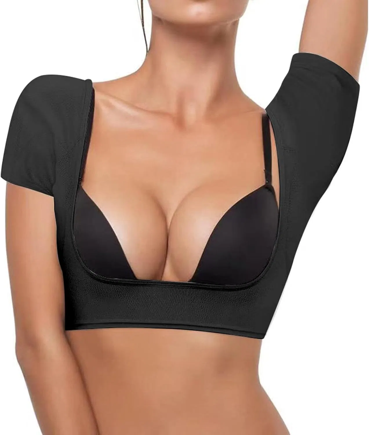 Женская футболка с сетчатой вставкой и быстросохнущей тканью Breathable Top With Underarm Pads, Black