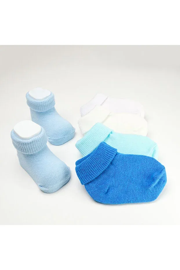 Детские носки хлопковые 5 пар Organic cotton 5-piece newborn and baby socks girl/boy 0-24 months Akface, Blue — фото 2