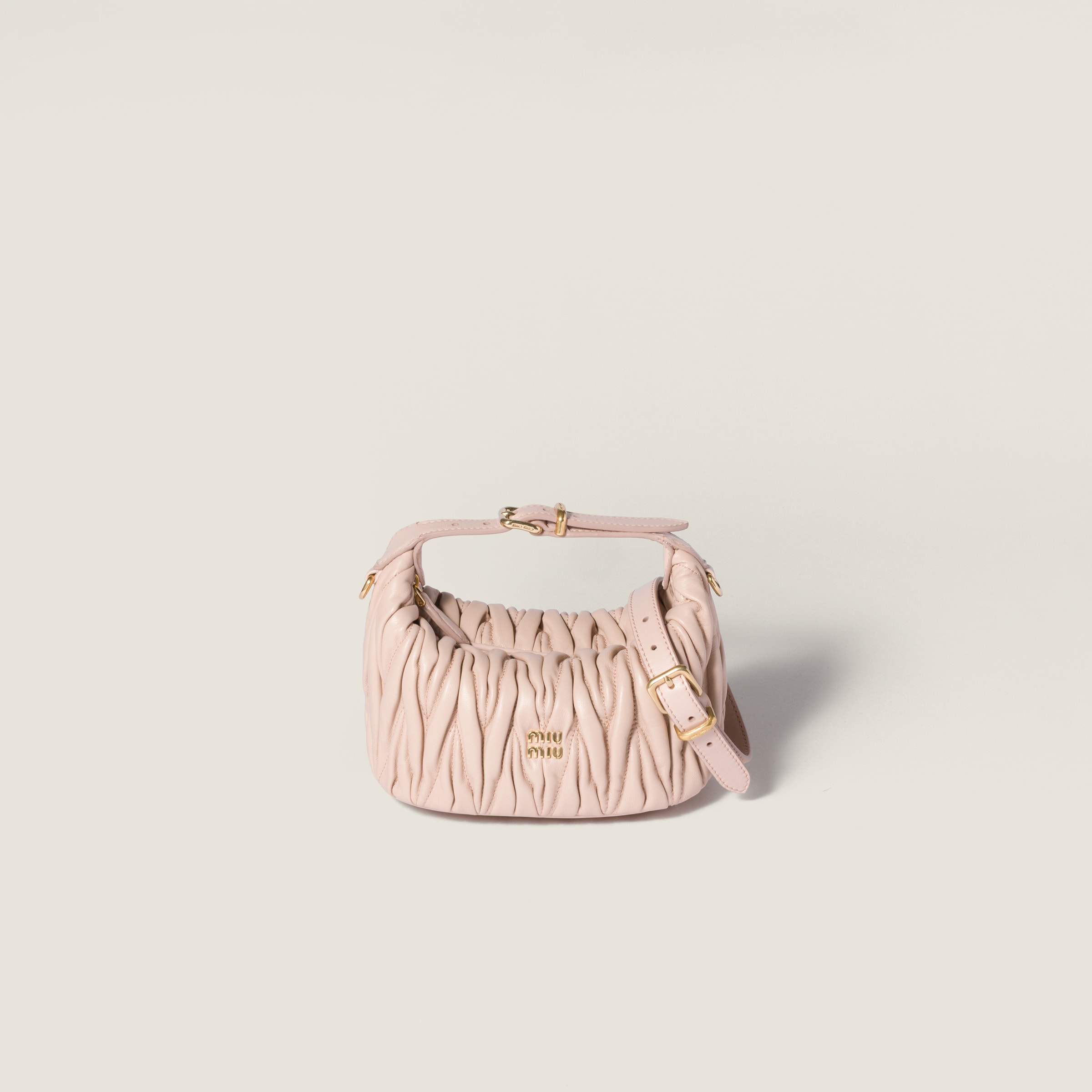 

Косметичка из наппированной кожи мателассе MIU MIU, пудрово-розовый