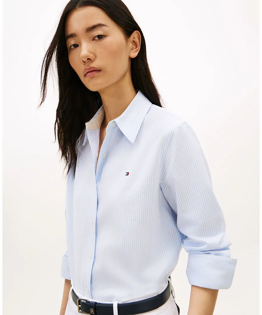 Женская рубашка Оксфорд с длинными рукавами Tommy Hilfiger, синий — фото 3