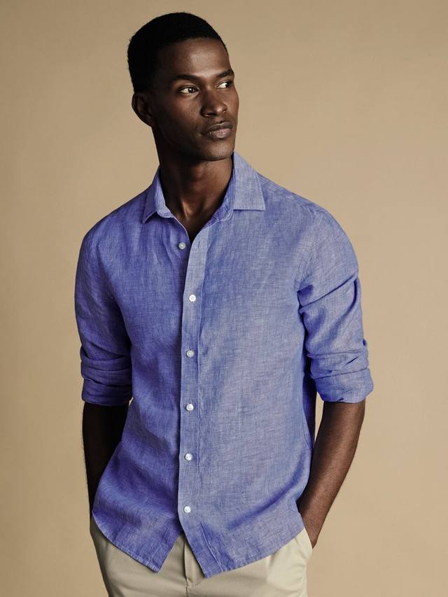 

Свободная льняная рубашка Charles Tyrwhitt, Cobalt Blue