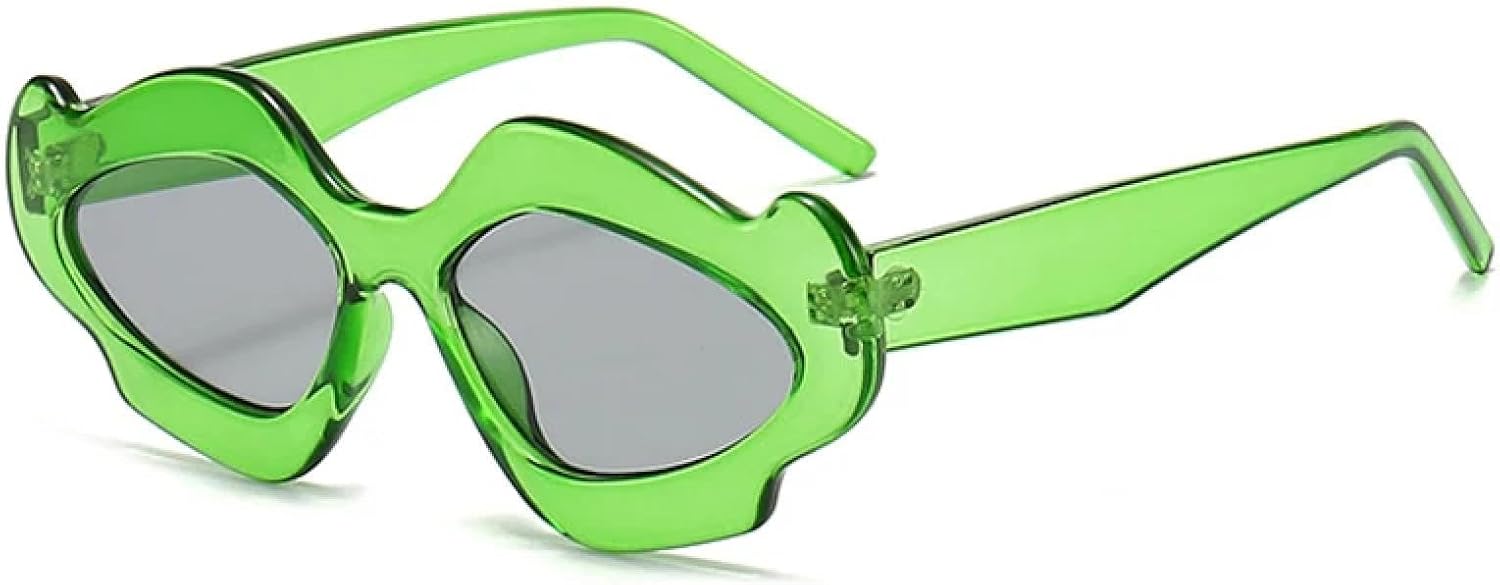 

Модные солнцезащитные очки неправильной формы в виде цветка для женщин, ретро-стиль, конфетные цвета, очки UV400 для мужчин, очки «кошачий глаз» WNCKSQ, Green Light Gray