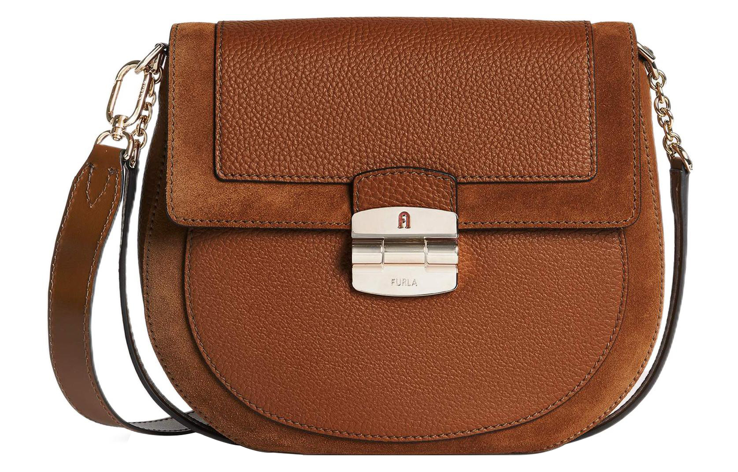 

Furla Кожаная седельная сумка через плечо маленькая женская коричневая