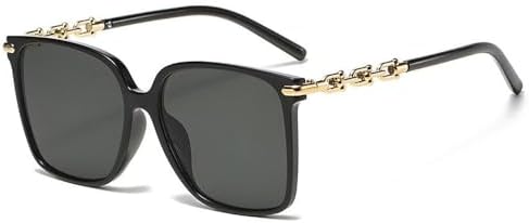 

Женские винтажные солнцезащитные очки с цепочкой на дужках и градиентным переходом цвета, модные солнцезащитные очки в крупной оправе, стильные для уличной фотосессии MTZJH, Black