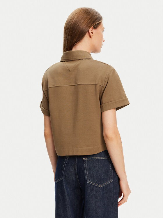 Рубашка regular fit Gold Button WW0WW44626 Tommy Hilfiger, коричневый — фото 3