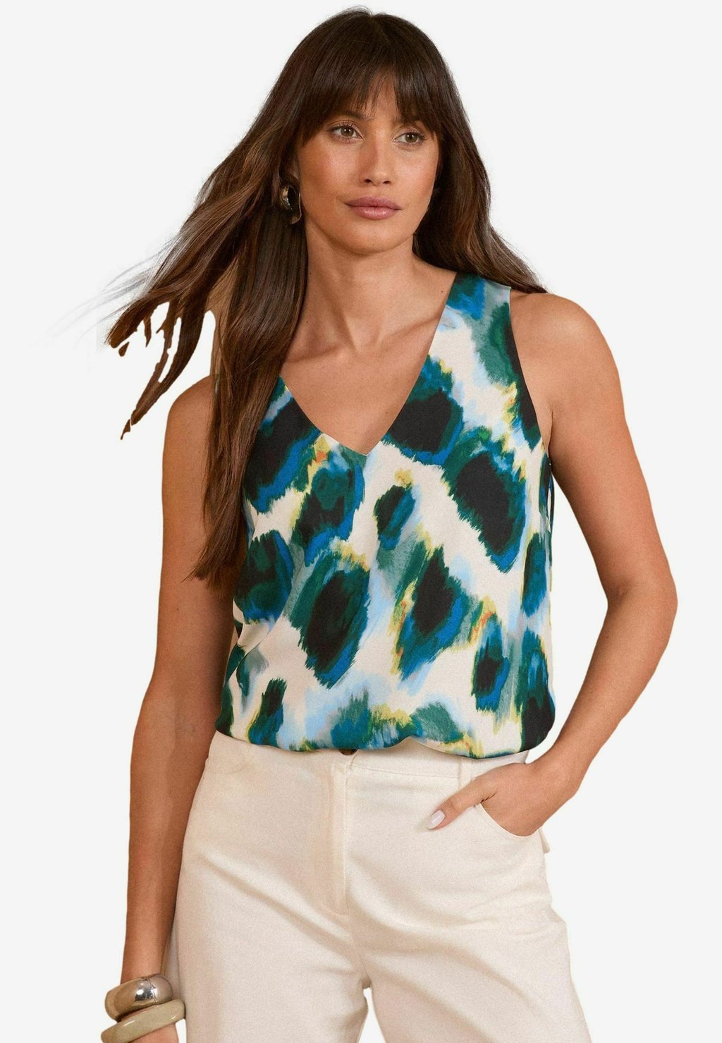 

Блуза REGULAR FIT - PRINTED V-NECK - Top Love & Roses, белый
