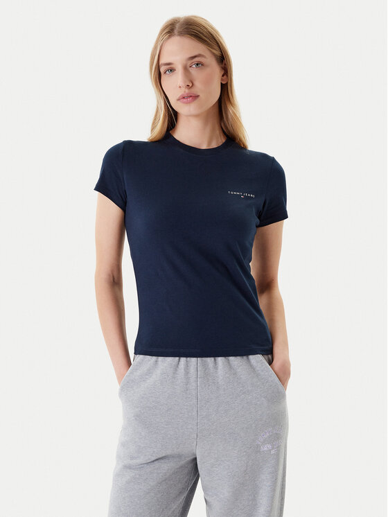 

Облегающая футболка Linear DW0DW21164 Tommy Jeans, синий