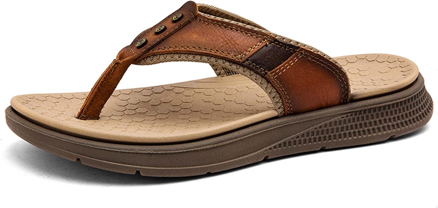 

Мужские шлепанцы из коровьей кожи, повседневные шлепанцы, удобные и легкие сандалии для прогулок Generic, коричневый