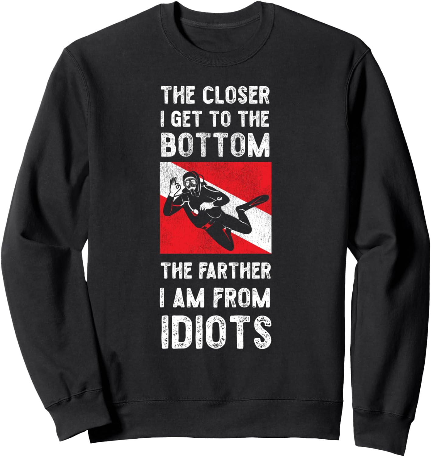 

Толстовка с надписью «Дайвер, чем ближе я к дну, тем больше идиотов» Dive Underwater Scuba Diver Hs0, черный