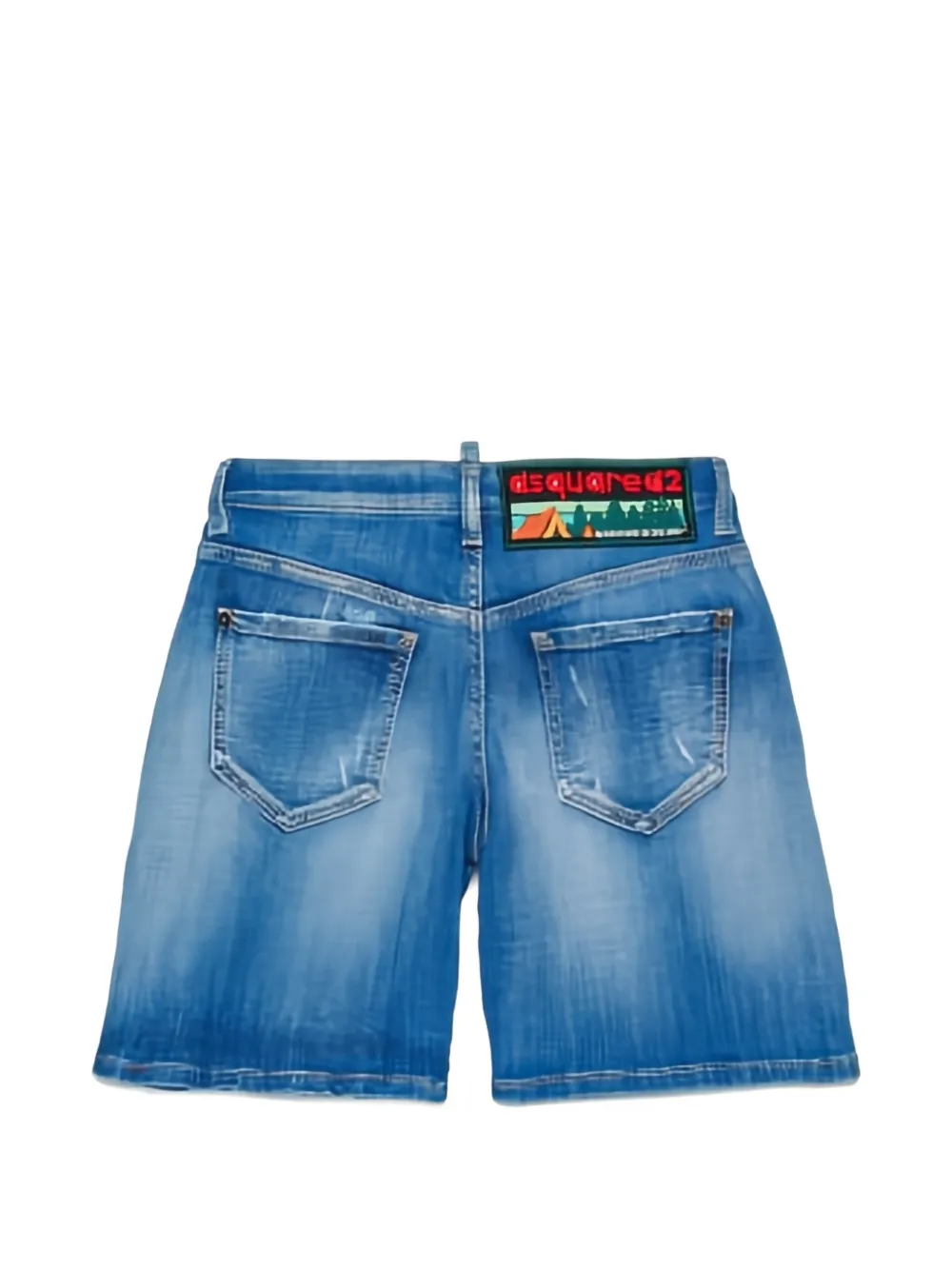 Шорты с нашивкой-логотипом и эффектом поношенности Dsquared2 Kids, синий — фото 2
