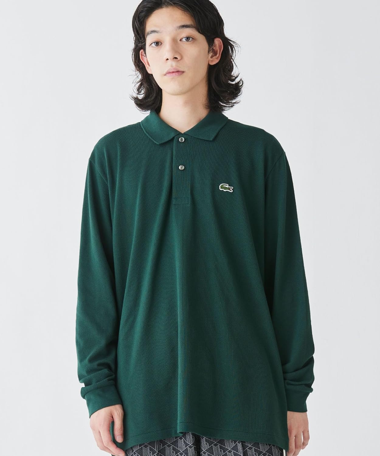 Официальная поло-рубашка Lacoste Original Fit с длинным рукавом, модель L1312, темно-зеленый — фото 2