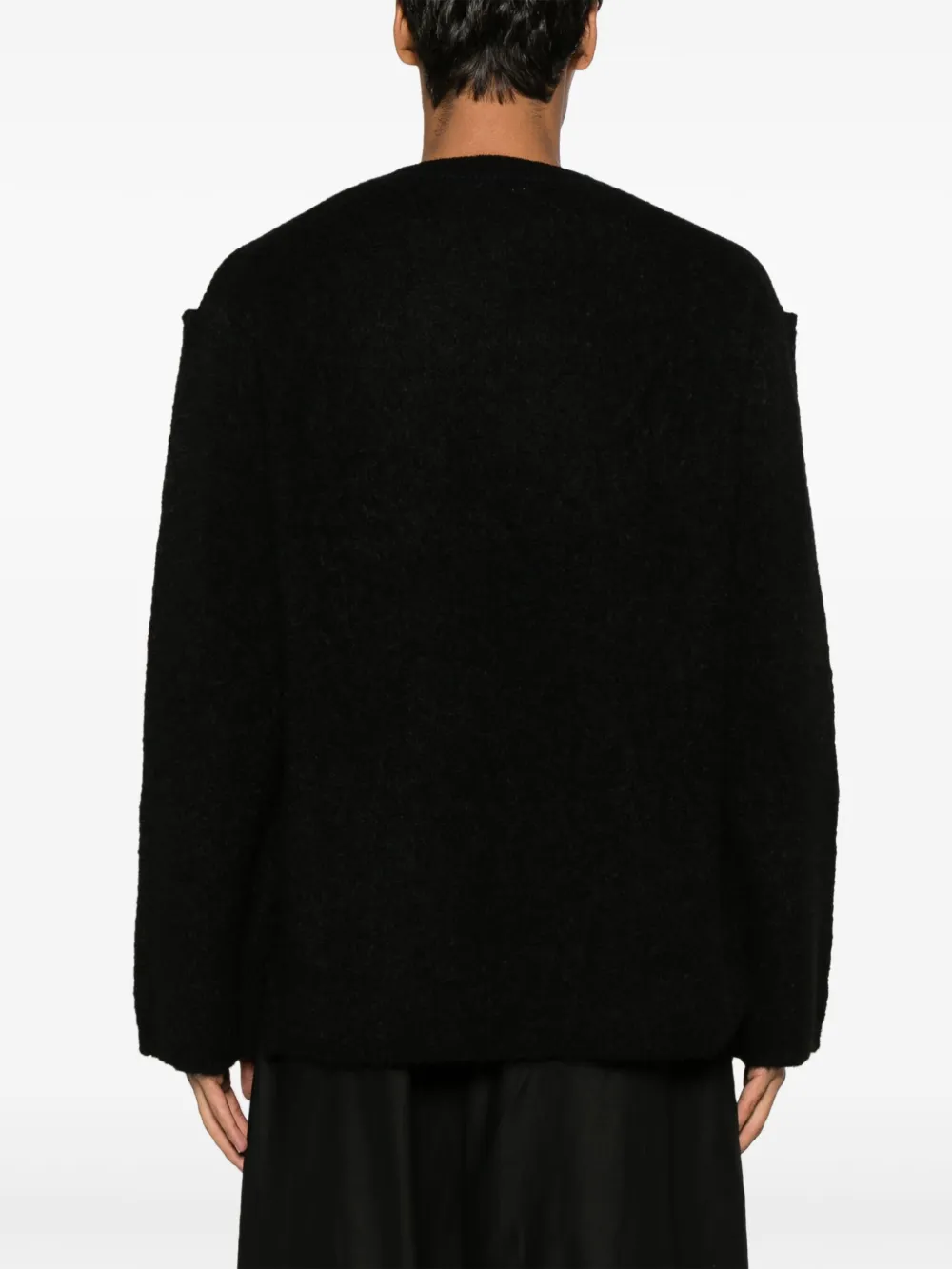 Джемпер с приспущенными плечами и асимметричным вырезом Yohji Yamamoto, черный — фото 4