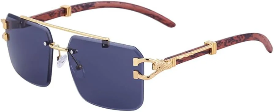 

2027 Деревянные солнцезащитные очки для мужчин, квадратные без оправы, солнцезащитные очки для женщин, винтажные модные очки с текстурой дерева, ретро MTZJH, A01