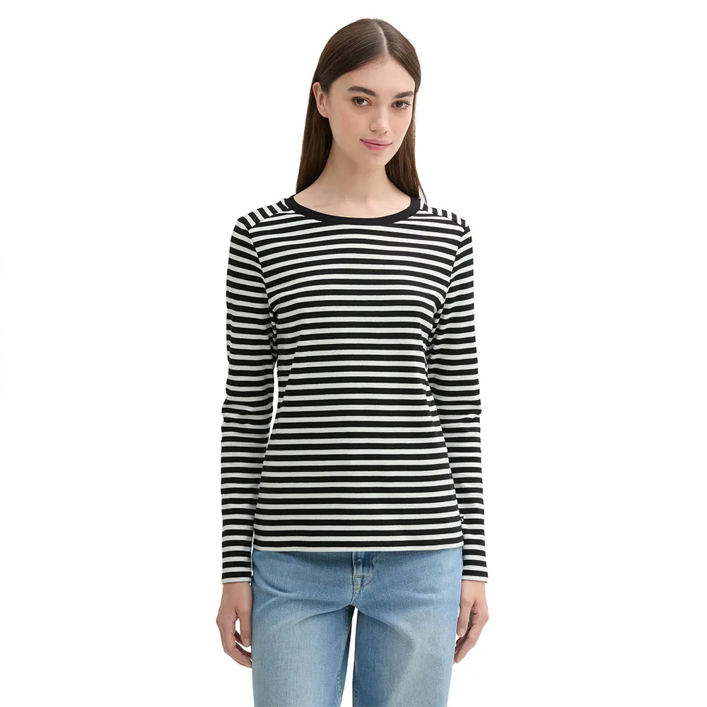 

Футболка Tom Tailor 1043085 Striped Interlock 3/4 Sleeve, черный/белый