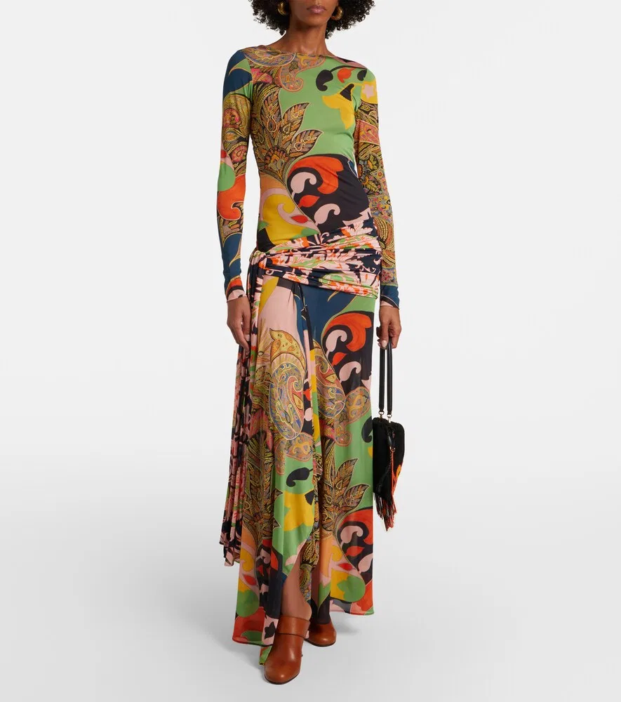 Платье с драпировкой в стиле пейсли Etro, мультиколор — фото 2