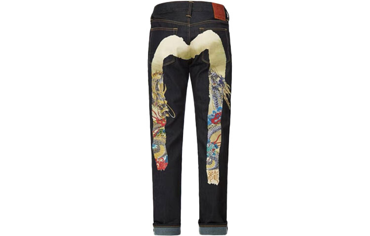 

EVISU Мужские джинсы, джинсовая ткань