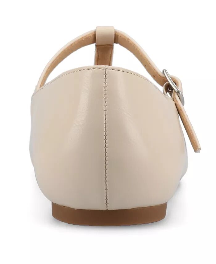 Женские туфли-лодочки Theah T-Strap Cap Toe Mary Jane Flats Journee Collection, коричневый/бежевый — фото 3
