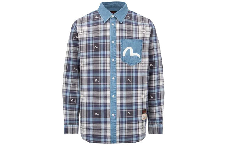 

Рубашка мужская джинсовая синяя Evisu, синий