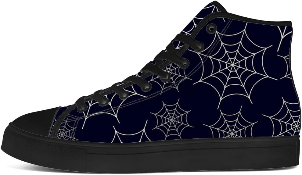 Кеды на высокой платформе chebing Spider Web из холщовой ткани для мужчин и женщин, высокие кроссовки на шнуровке, повседневная обувь, подарок для парня или девушки, белый/синий — фото 3