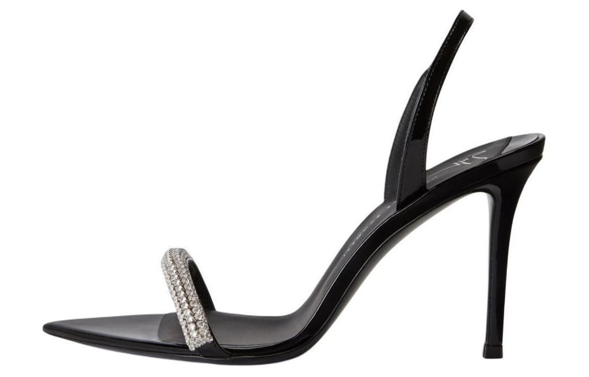 Женские кожаные сандалии Intriigo Galassia 90mm Giuseppe Zanotti, черные