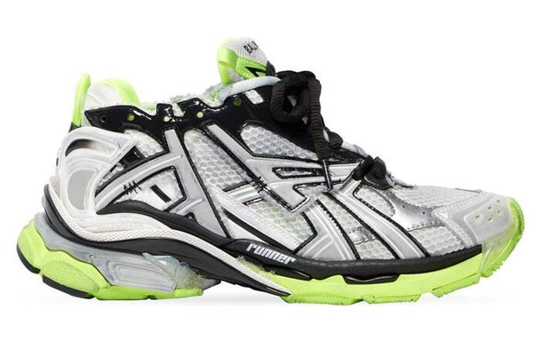 Кроссовки runner sneakers 'white black and neon yellow mesh and nylon' Balenciaga, белый — фото 2