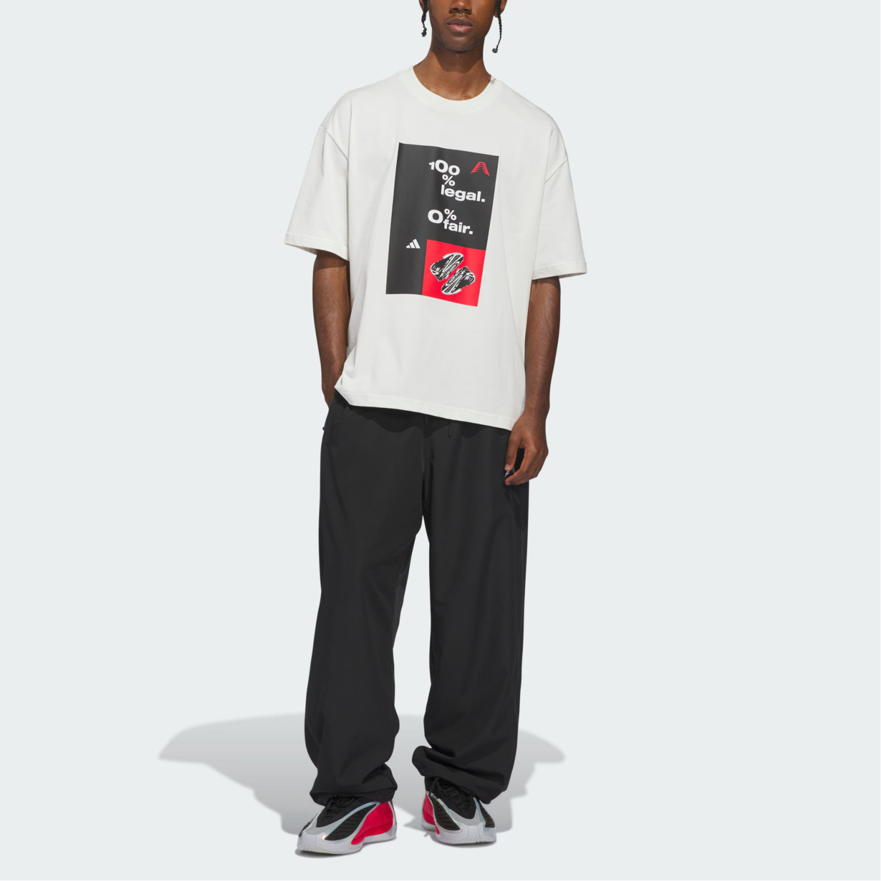 Футболка Anthony Edwards мужская Adidas, белый/черный/красный — фото 3
