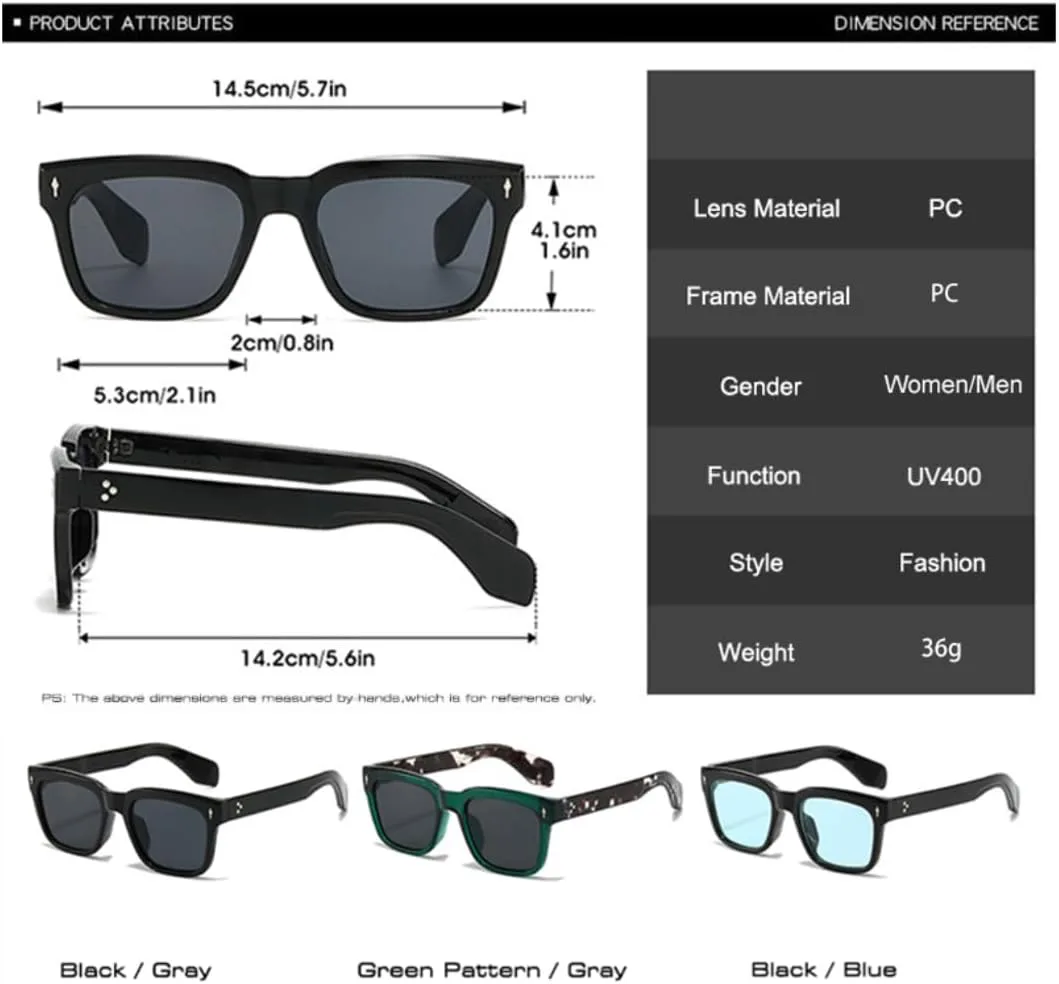 

Солнцезащитные очки с градиентным переходом цвета для женщин и мужчин, винтажные, с заклепками, оливкового цвета, защита от УФ-излучения UV400 UATXTAU, Black Blue