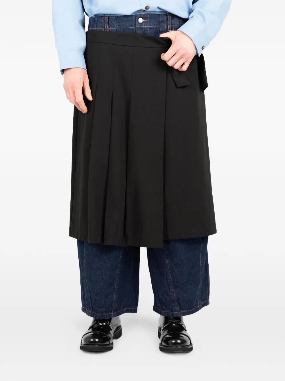 

Миди-юбка с плиссировкой и завязкой Société Anonyme, черный