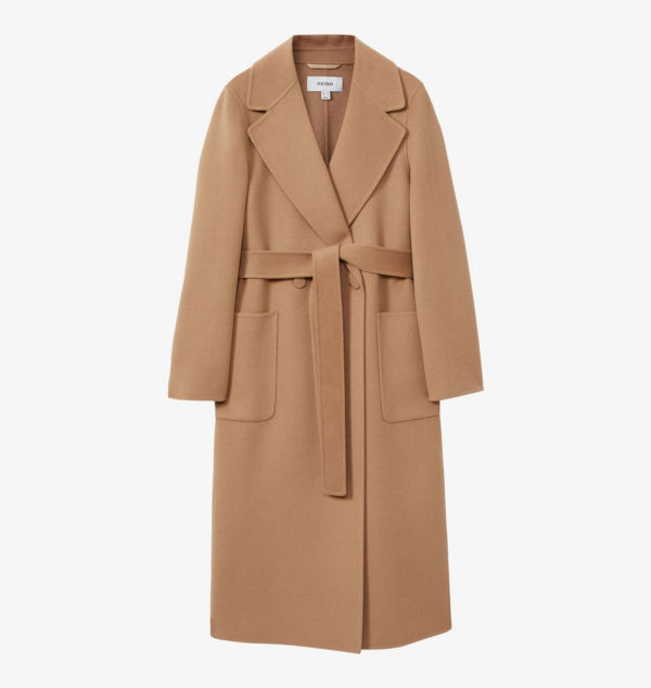 

Двубортное пальто Lucia прямого кроя из смесовой шерсти Reiss, коричневый