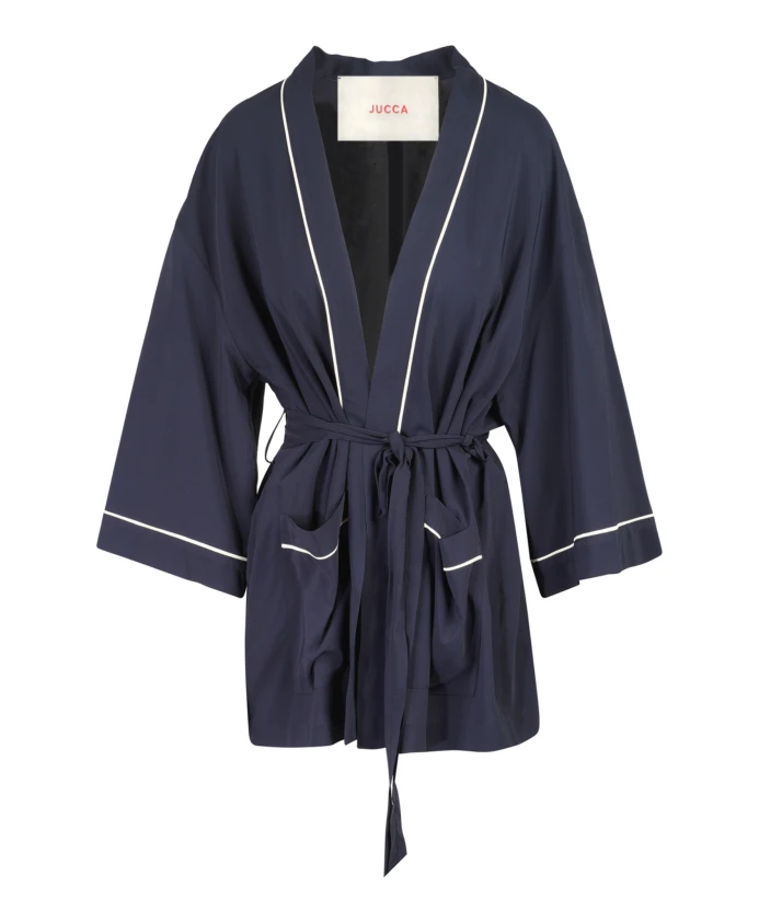 

Кимоно-Жакет из контрастного крепона Jucca, синий