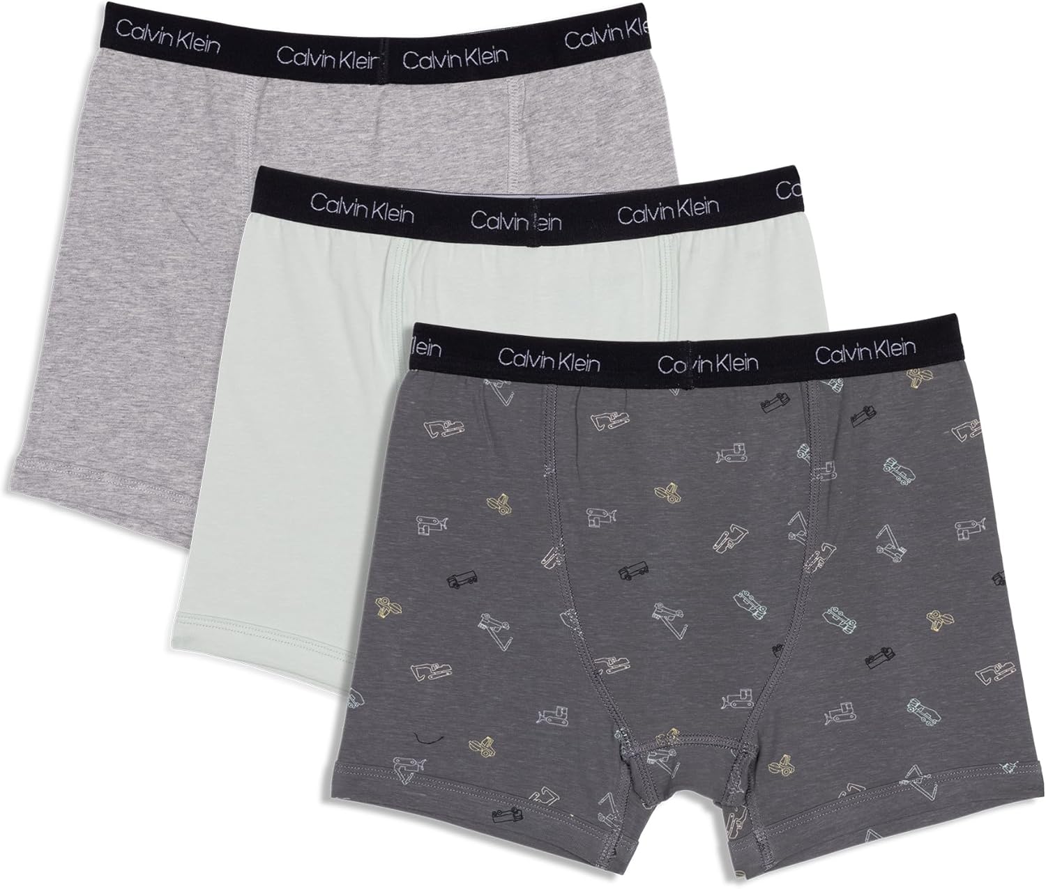 Комплект из 3 трусов-боксеров для мальчиков Calvin Klein, Granite Gray Trucks/Slate Gray/Heather Gray — фото 2