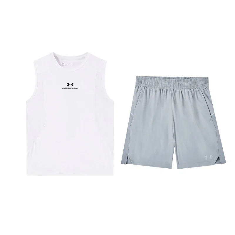 Спортивный костюм Under Armour белый топ + серые шорты