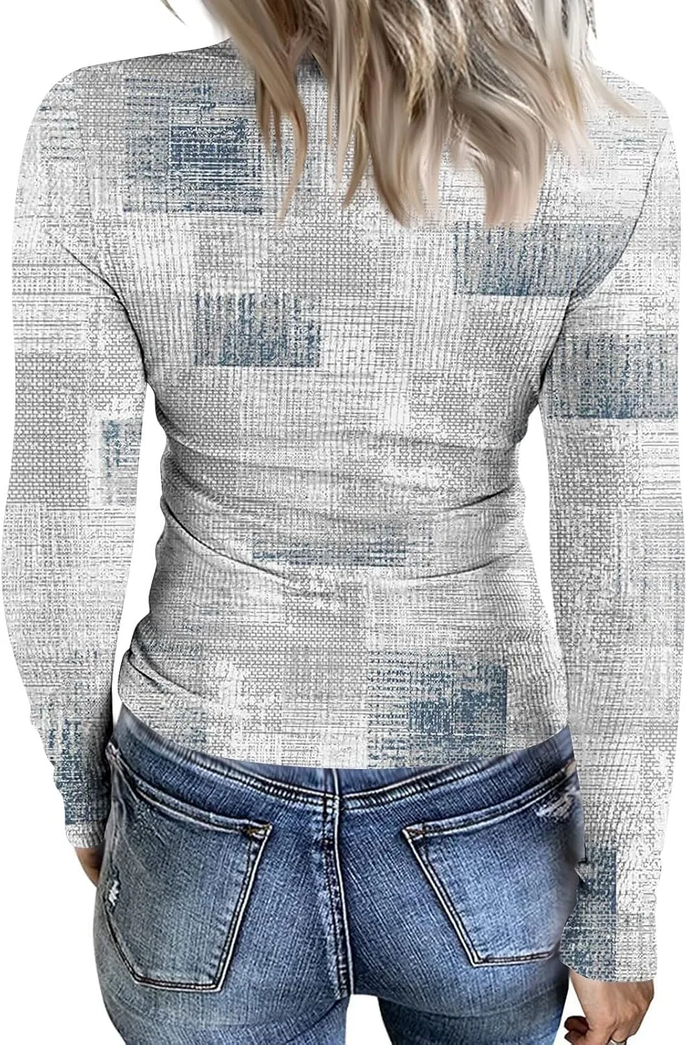 Женская футболка с длинным рукавом, полоска, Generic, 5-light Blue — фото 2