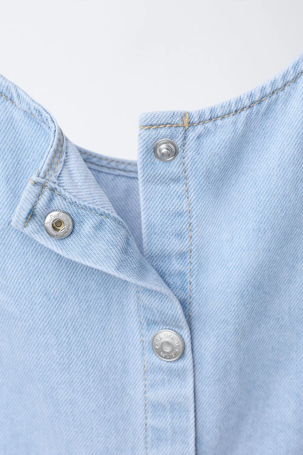 Джинсовый топ с оборками ZARA, Light Blue — фото 4