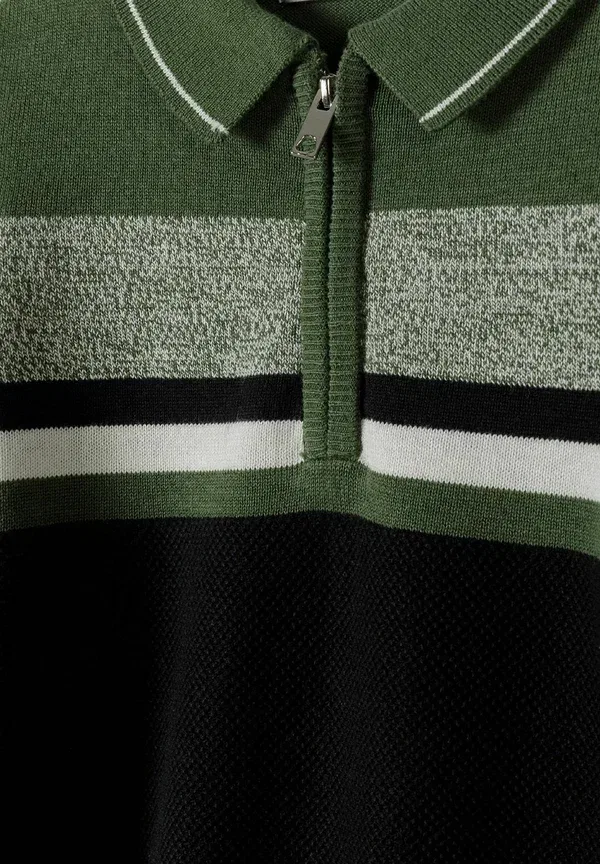 Водолазка хлопковая Stripe collar long sleeve Minoti, khaki black, черный/хаки — фото 4
