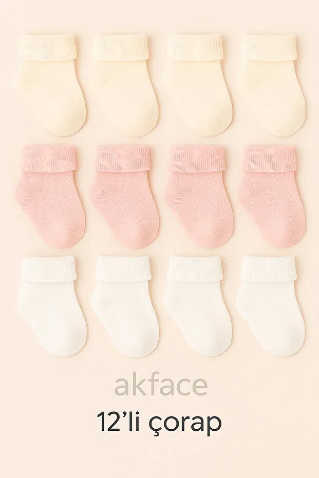 Детские носки для девочек хлопковые 12 пар Young Akface, White Cream Pink — фото 2