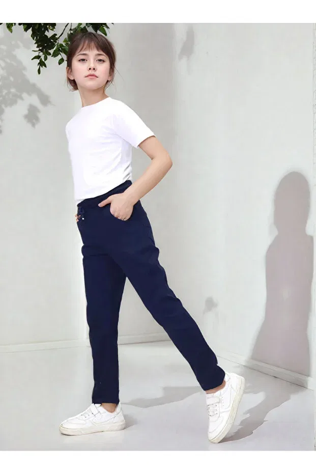 Детские брюки для девочек хлопковые Asortix, Navy Blue