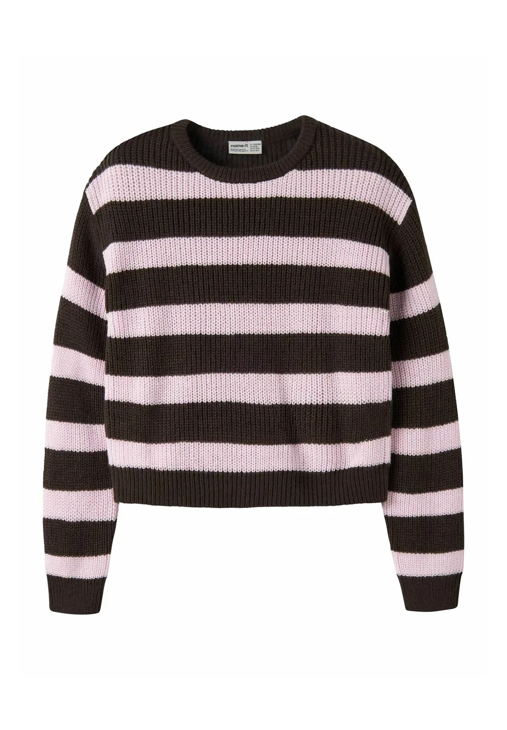 Nkfpnilian ls boxy short knit - jumper Name It, Seal Brown — фото 3
