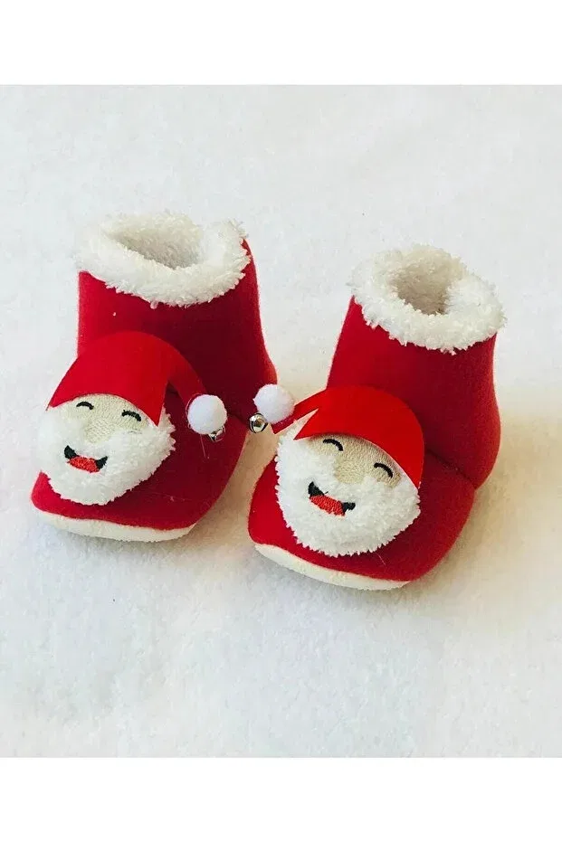 Детские новогодние пинетки с погремушкой Santa Claus Embossed Rattle, Bilge Trend, Красный — фото 2