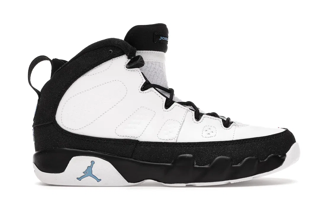 Детские кроссовки с контрастными акцентами Jordan 9 Retro Jordan, White/University Blue-Black