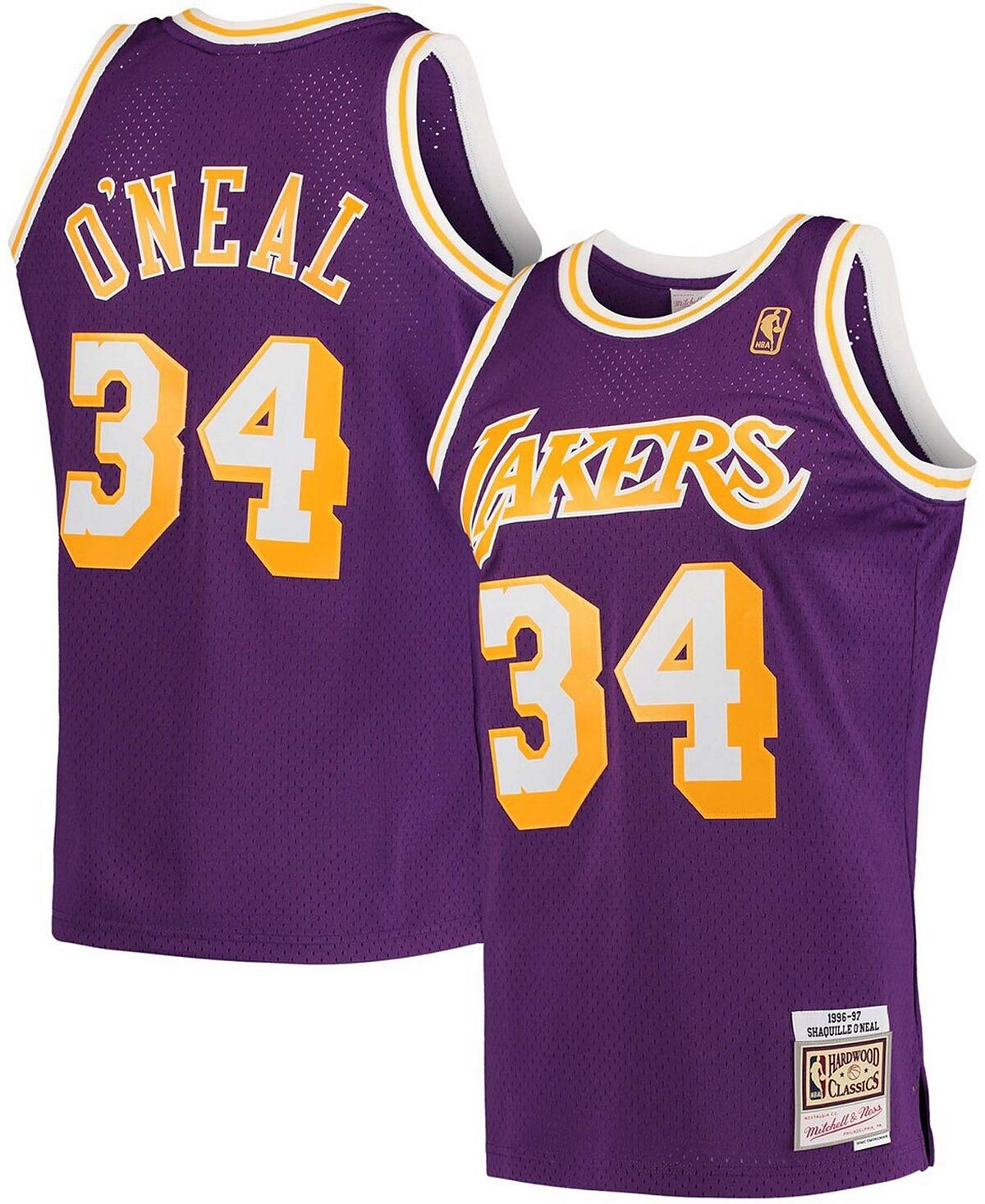 

Мужская футболка shaquille o'neal purple los angeles lakers hardwood classics 1996-97 swingman jersey Mitchell & Ness, фиолетовый