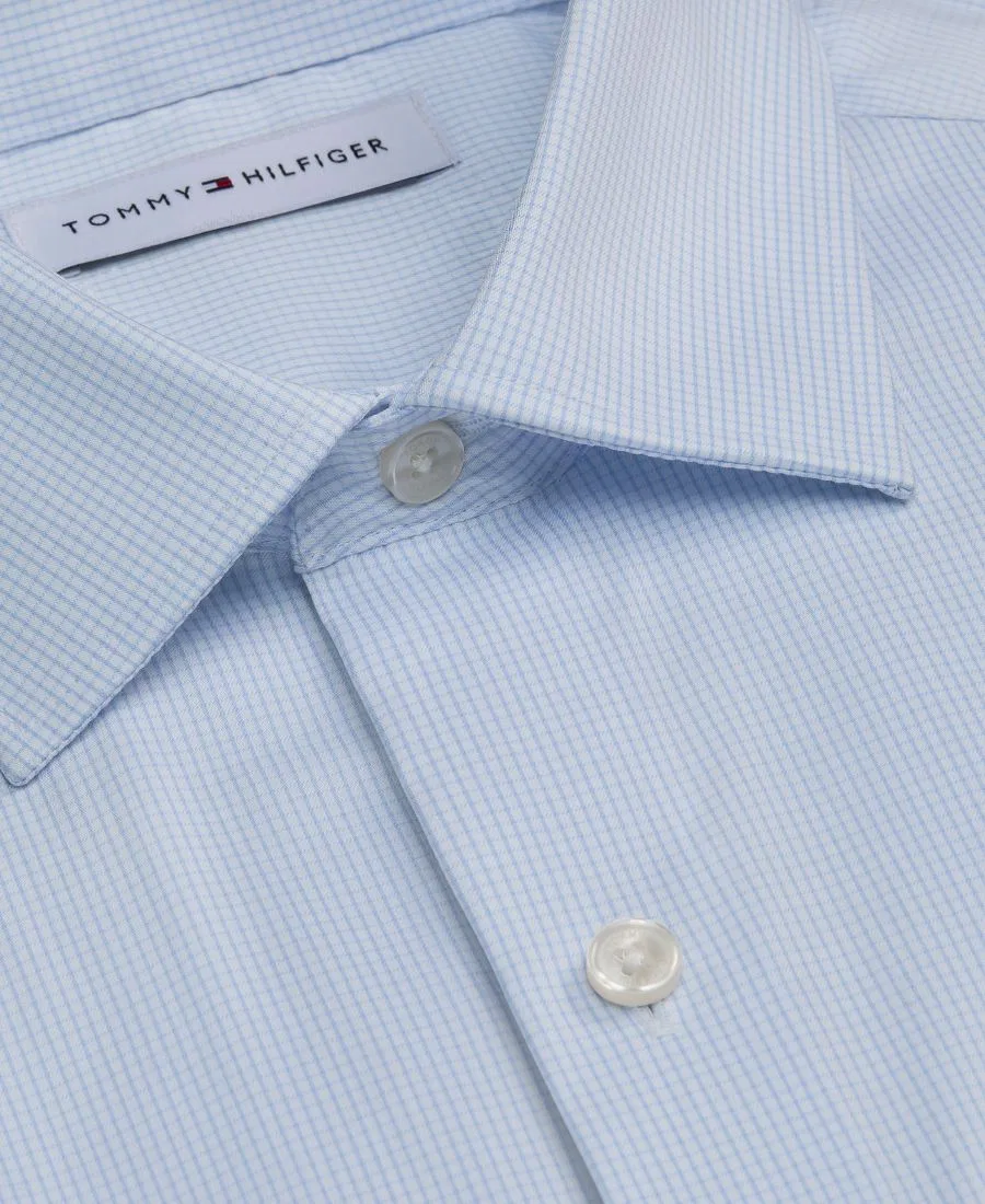 Мужская рубашка с принтом в клетку Athletic-Fit Performance Tommy Hilfiger, White Blue — фото 2
