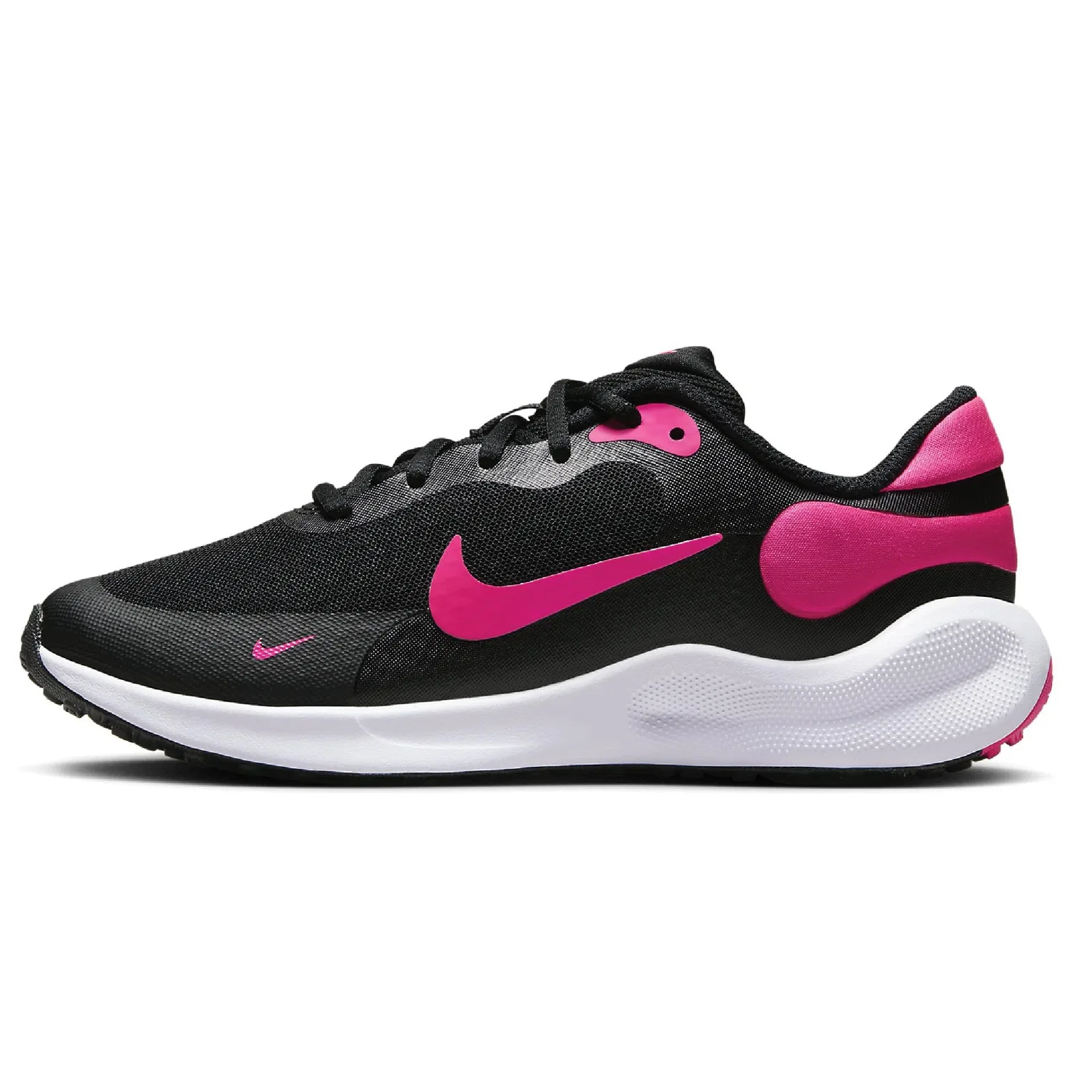 Детские кроссовки для мальчиков с мягким воротником Revolution 7 NIKE, Black Hyper Pink Whi