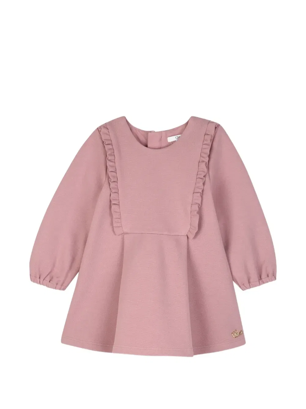 Платье с оборками и длинными рукавами Chloé Kids, розовый
